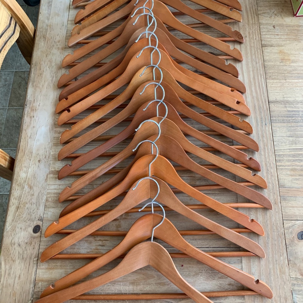 18 wooden hangers